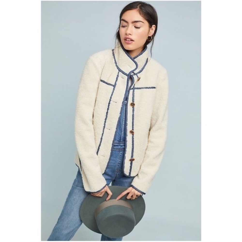 Anthropologie Piped Sherpa Jacket Size XS
